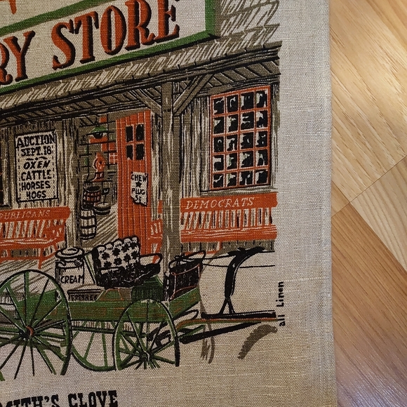 Smiths Clove Pure Linen Kitchen Tea Towel Country Store 16x30 Inches - Picture 3 of 9